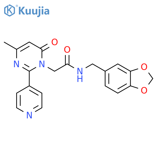 N-(2H-1,3-benzodioxol-5-yl)methyl-2-4-methyl-6-oxo-2-(pyridin-4-yl)-1,6-dihydropyrimidin-1-ylacetamide structure