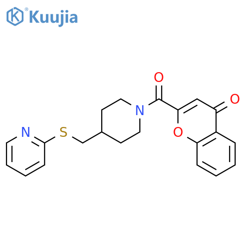 2-{4-[(pyridin-2-ylsulfanyl)methyl]piperidine-1-carbonyl}-4H-chromen-4-one structure