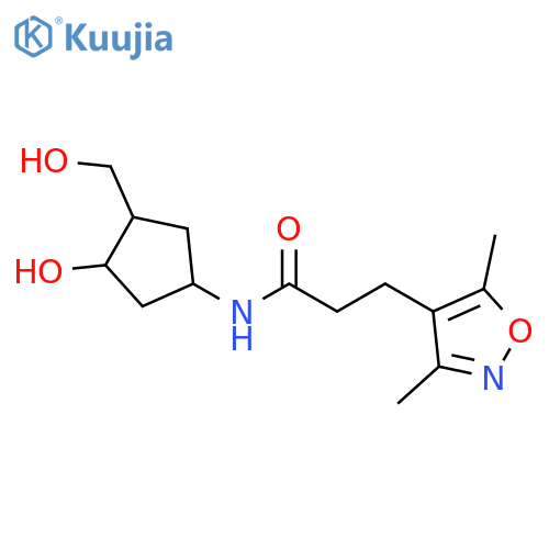 3-(3,5-dimethyl-1,2-oxazol-4-yl)-N-3-hydroxy-4-(hydroxymethyl)cyclopentylpropanamide structure