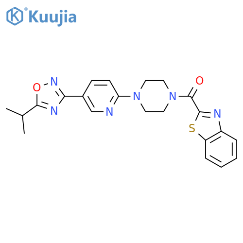 2-(4-{5-[5-(propan-2-yl)-1,2,4-oxadiazol-3-yl]pyridin-2-yl}piperazine-1-carbonyl)-1,3-benzothiazole structure