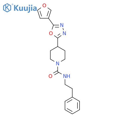 4-5-(furan-3-yl)-1,3,4-oxadiazol-2-yl-N-(2-phenylethyl)piperidine-1-carboxamide structure