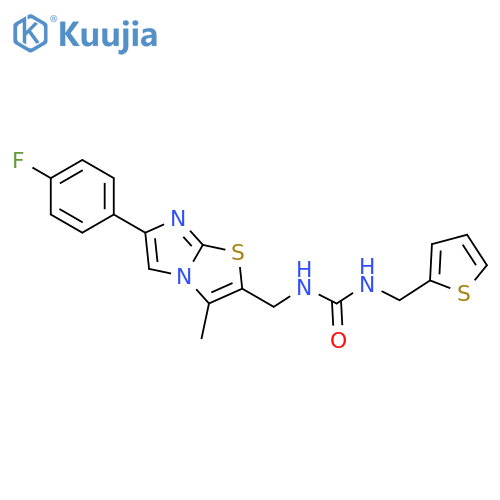 3-{[6-(4-fluorophenyl)-3-methylimidazo[2,1-b][1,3]thiazol-2-yl]methyl}-1-[(thiophen-2-yl)methyl]urea structure