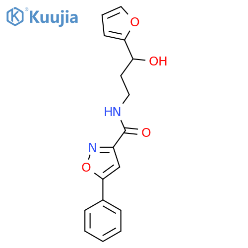 N-3-(furan-2-yl)-3-hydroxypropyl-5-phenyl-1,2-oxazole-3-carboxamide structure