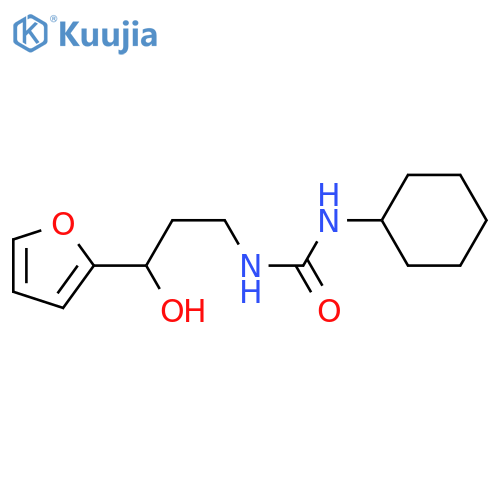 1-cyclohexyl-3-3-(furan-2-yl)-3-hydroxypropylurea structure