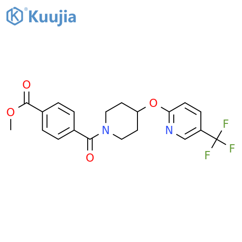 methyl 4-(4-{[5-(trifluoromethyl)pyridin-2-yl]oxy}piperidine-1-carbonyl)benzoate structure