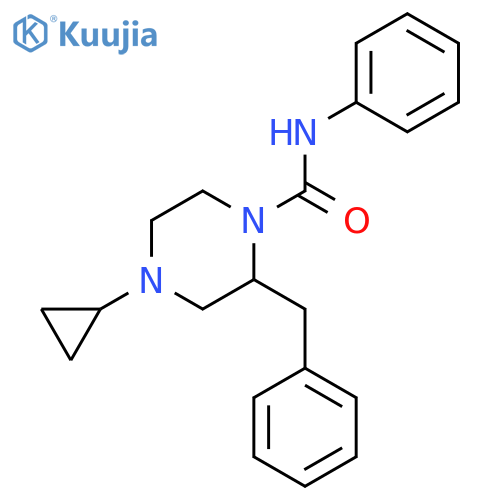 2-benzyl-4-cyclopropyl-N-phenylpiperazine-1-carboxamide structure