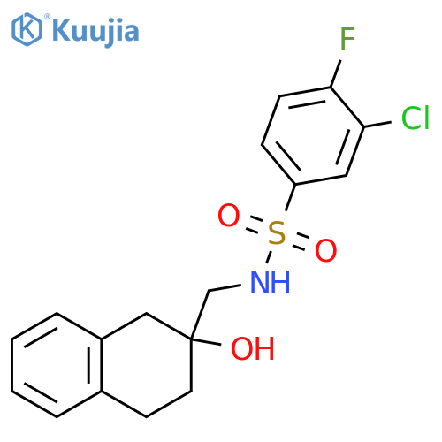 3-chloro-4-fluoro-N-(2-hydroxy-1,2,3,4-tetrahydronaphthalen-2-yl)methylbenzene-1-sulfonamide structure