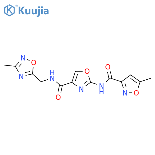 5-methyl-N-(4-{(3-methyl-1,2,4-oxadiazol-5-yl)methylcarbamoyl}-1,3-oxazol-2-yl)-1,2-oxazole-3-carboxamide structure