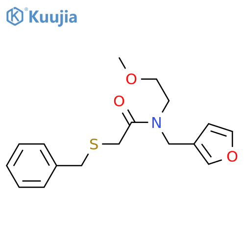 2-(benzylsulfanyl)-N-(furan-3-yl)methyl-N-(2-methoxyethyl)acetamide structure