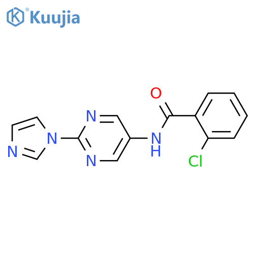2-chloro-N-2-(1H-imidazol-1-yl)pyrimidin-5-ylbenzamide structure