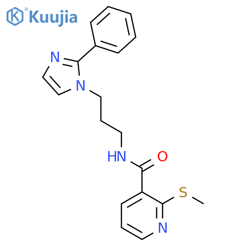 2-(methylsulfanyl)-N-[3-(2-phenyl-1H-imidazol-1-yl)propyl]pyridine-3-carboxamide structure