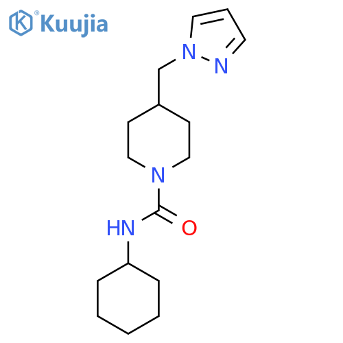 N-cyclohexyl-4-(1H-pyrazol-1-yl)methylpiperidine-1-carboxamide structure
