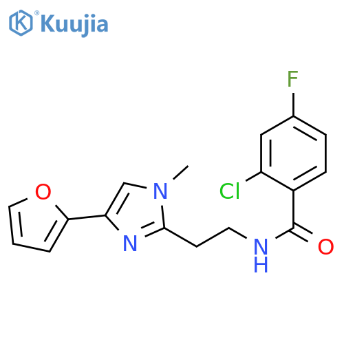 2-chloro-4-fluoro-N-{2-[4-(furan-2-yl)-1-methyl-1H-imidazol-2-yl]ethyl}benzamide structure