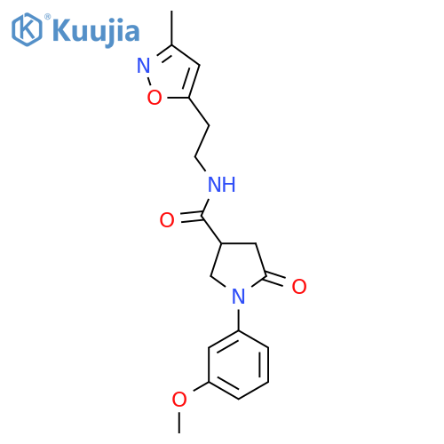 1-(3-methoxyphenyl)-N-2-(3-methyl-1,2-oxazol-5-yl)ethyl-5-oxopyrrolidine-3-carboxamide structure