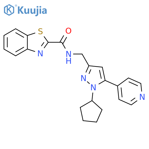N-{[1-cyclopentyl-5-(pyridin-4-yl)-1H-pyrazol-3-yl]methyl}-1,3-benzothiazole-2-carboxamide structure
