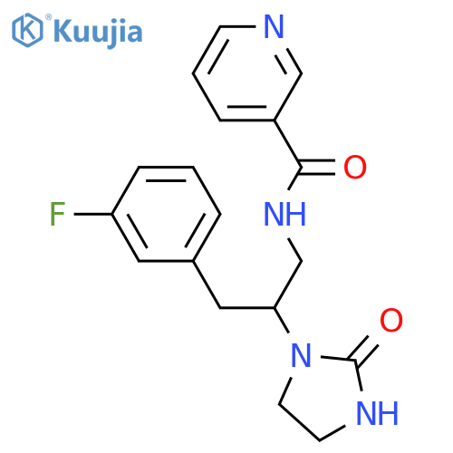 N-[3-(3-fluorophenyl)-2-(2-oxoimidazolidin-1-yl)propyl]pyridine-3-carboxamide structure