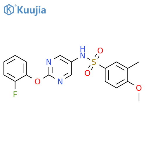 N-[2-(2-fluorophenoxy)pyrimidin-5-yl]-4-methoxy-3-methylbenzene-1-sulfonamide structure