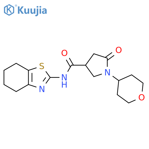 1-(oxan-4-yl)-5-oxo-N-(4,5,6,7-tetrahydro-1,3-benzothiazol-2-yl)pyrrolidine-3-carboxamide structure