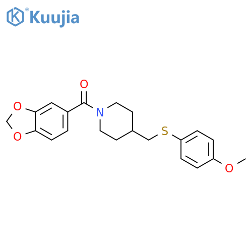 1-(2H-1,3-benzodioxole-5-carbonyl)-4-{[(4-methoxyphenyl)sulfanyl]methyl}piperidine structure