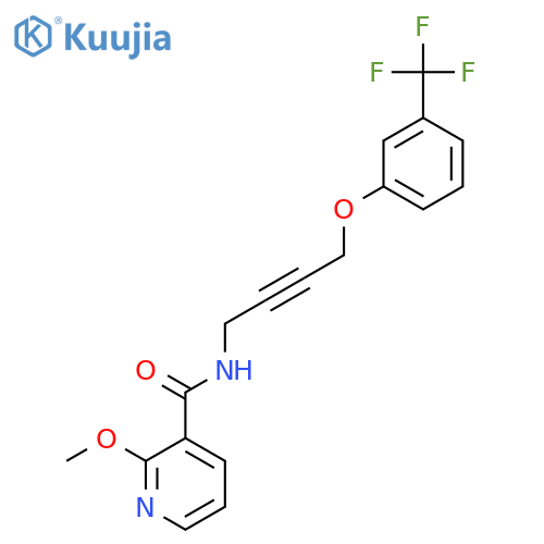 2-methoxy-N-{4-3-(trifluoromethyl)phenoxybut-2-yn-1-yl}pyridine-3-carboxamide structure