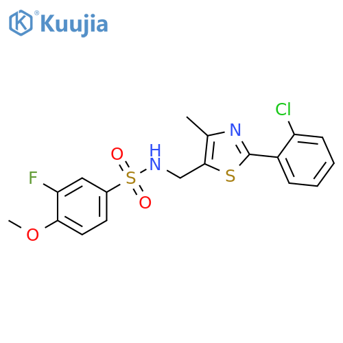 N-{[2-(2-chlorophenyl)-4-methyl-1,3-thiazol-5-yl]methyl}-3-fluoro-4-methoxybenzene-1-sulfonamide structure