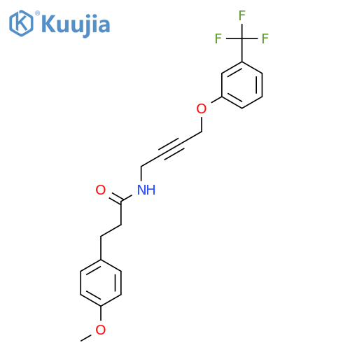 3-(4-methoxyphenyl)-N-{4-3-(trifluoromethyl)phenoxybut-2-yn-1-yl}propanamide structure