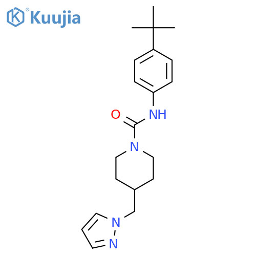 N-(4-tert-butylphenyl)-4-(1H-pyrazol-1-yl)methylpiperidine-1-carboxamide structure
