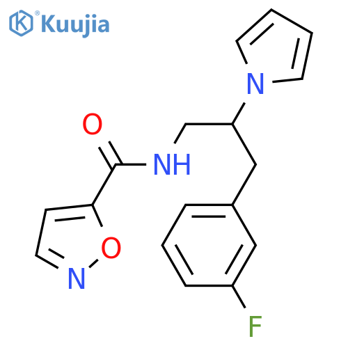N-[3-(3-fluorophenyl)-2-(1H-pyrrol-1-yl)propyl]-1,2-oxazole-5-carboxamide structure