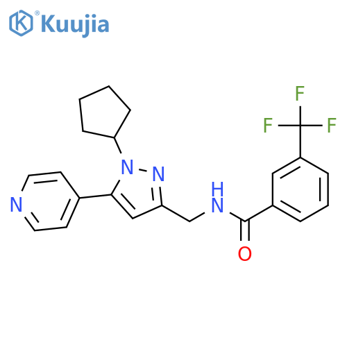 N-{[1-cyclopentyl-5-(pyridin-4-yl)-1H-pyrazol-3-yl]methyl}-3-(trifluoromethyl)benzamide structure