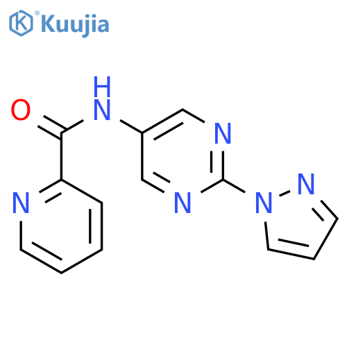 N-2-(1H-pyrazol-1-yl)pyrimidin-5-ylpyridine-2-carboxamide structure