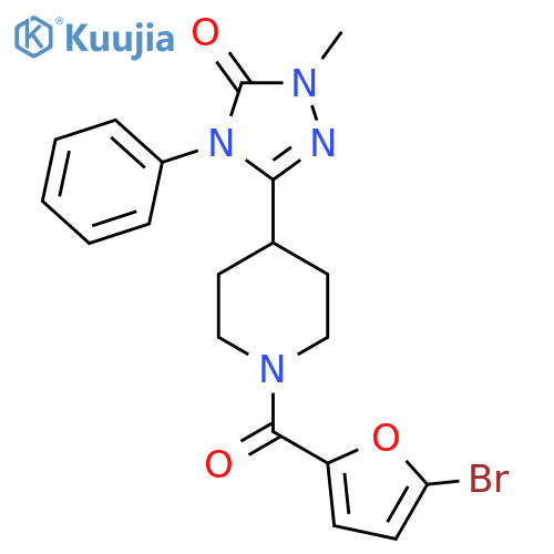 3-1-(5-bromofuran-2-carbonyl)piperidin-4-yl-1-methyl-4-phenyl-4,5-dihydro-1H-1,2,4-triazol-5-one structure