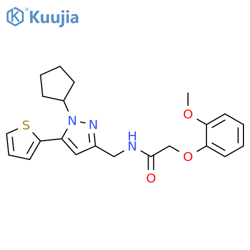 N-{[1-cyclopentyl-5-(thiophen-2-yl)-1H-pyrazol-3-yl]methyl}-2-(2-methoxyphenoxy)acetamide structure