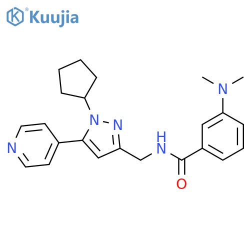 N-{[1-cyclopentyl-5-(pyridin-4-yl)-1H-pyrazol-3-yl]methyl}-3-(dimethylamino)benzamide structure
