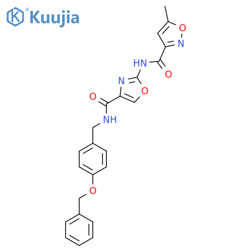 N-4-({4-(benzyloxy)phenylmethyl}carbamoyl)-1,3-oxazol-2-yl-5-methyl-1,2-oxazole-3-carboxamide structure