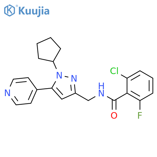 2-chloro-N-{[1-cyclopentyl-5-(pyridin-4-yl)-1H-pyrazol-3-yl]methyl}-6-fluorobenzamide structure