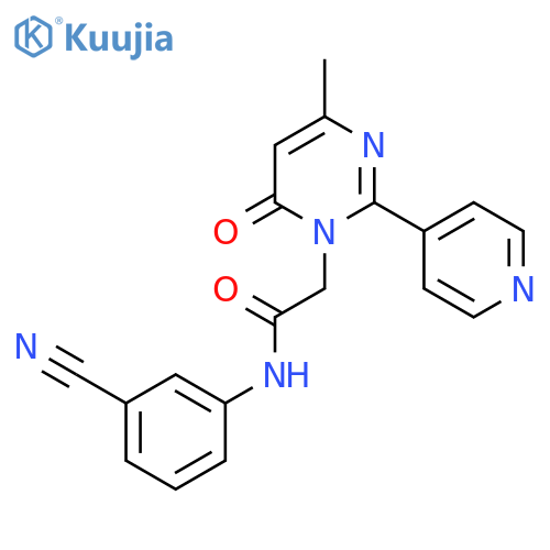 N-(3-cyanophenyl)-2-4-methyl-6-oxo-2-(pyridin-4-yl)-1,6-dihydropyrimidin-1-ylacetamide structure