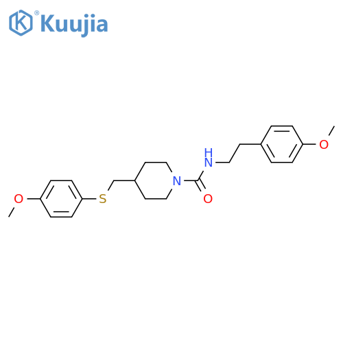 N-[2-(4-methoxyphenyl)ethyl]-4-{[(4-methoxyphenyl)sulfanyl]methyl}piperidine-1-carboxamide structure