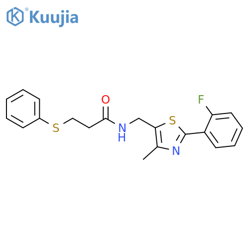 N-{2-(2-fluorophenyl)-4-methyl-1,3-thiazol-5-ylmethyl}-3-(phenylsulfanyl)propanamide structure