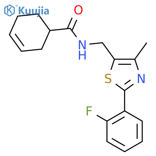 N-{2-(2-fluorophenyl)-4-methyl-1,3-thiazol-5-ylmethyl}cyclohex-3-ene-1-carboxamide structure
