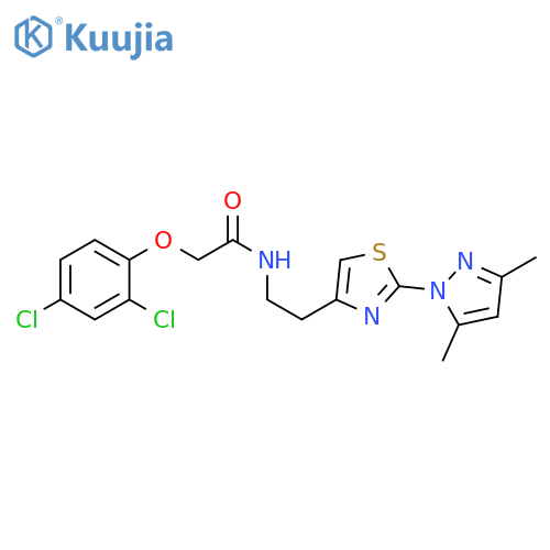 2-(2,4-dichlorophenoxy)-N-{2-[2-(3,5-dimethyl-1H-pyrazol-1-yl)-1,3-thiazol-4-yl]ethyl}acetamide structure