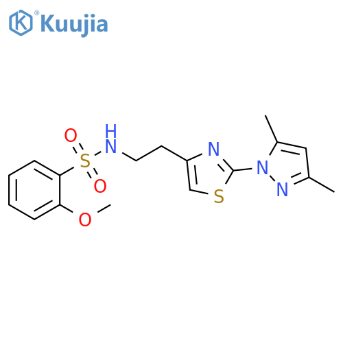 N-{2-[2-(3,5-dimethyl-1H-pyrazol-1-yl)-1,3-thiazol-4-yl]ethyl}-2-methoxybenzene-1-sulfonamide structure