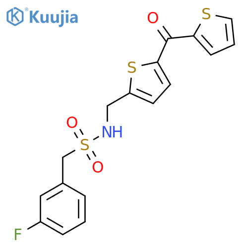 1-(3-fluorophenyl)-N-{5-(thiophene-2-carbonyl)thiophen-2-ylmethyl}methanesulfonamide structure