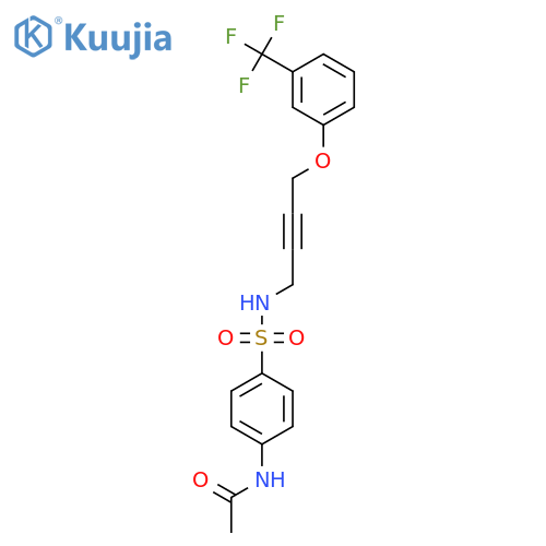 N-4-({4-3-(trifluoromethyl)phenoxybut-2-yn-1-yl}sulfamoyl)phenylacetamide structure