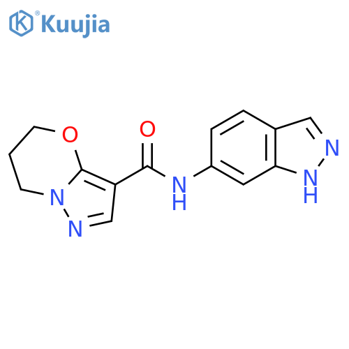 N-(1H-indazol-6-yl)-5H,6H,7H-pyrazolo3,2-b1,3oxazine-3-carboxamide structure