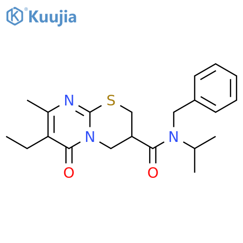 N-benzyl-7-ethyl-8-methyl-6-oxo-N-(propan-2-yl)-2H,3H,4H,6H-pyrimido2,1-b1,3thiazine-3-carboxamide structure