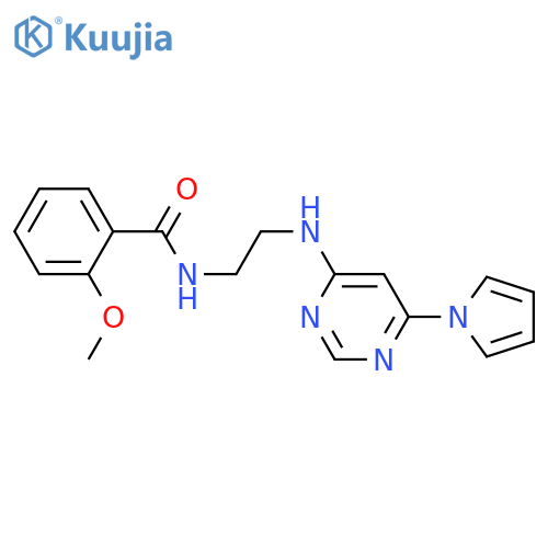 2-methoxy-N-(2-{[6-(1H-pyrrol-1-yl)pyrimidin-4-yl]amino}ethyl)benzamide structure