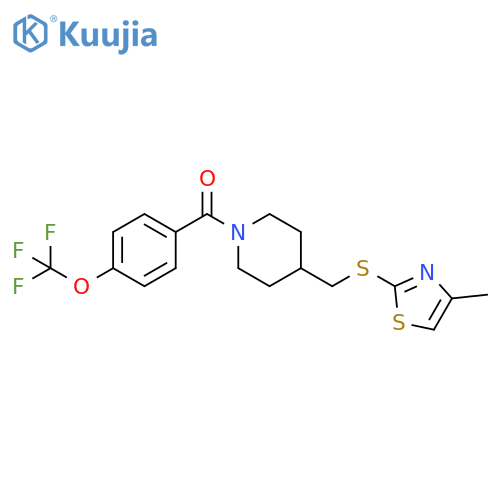 4-{[(4-methyl-1,3-thiazol-2-yl)sulfanyl]methyl}-1-[4-(trifluoromethoxy)benzoyl]piperidine structure