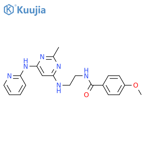4-methoxy-N-[2-({2-methyl-6-[(pyridin-2-yl)amino]pyrimidin-4-yl}amino)ethyl]benzamide structure