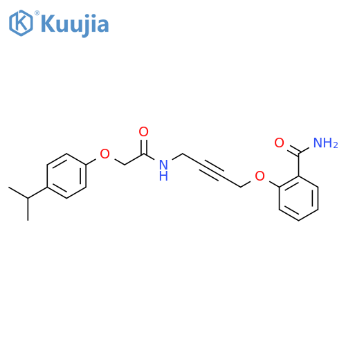 2-(4-{2-4-(propan-2-yl)phenoxyacetamido}but-2-yn-1-yl)oxybenzamide structure