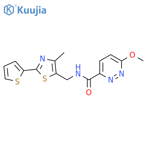 6-methoxy-N-{4-methyl-2-(thiophen-2-yl)-1,3-thiazol-5-ylmethyl}pyridazine-3-carboxamide structure
